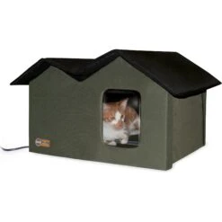 K&H Pet Products Outdoor Heated Kitty House Extra-Wide Cat Shelter