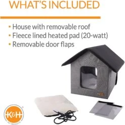 K&H Pet Products Outdoor Heated Kitty House Cat Shelter -Pet Cat Supplies Store 100537 PT2. AC SS1800 V1637627854