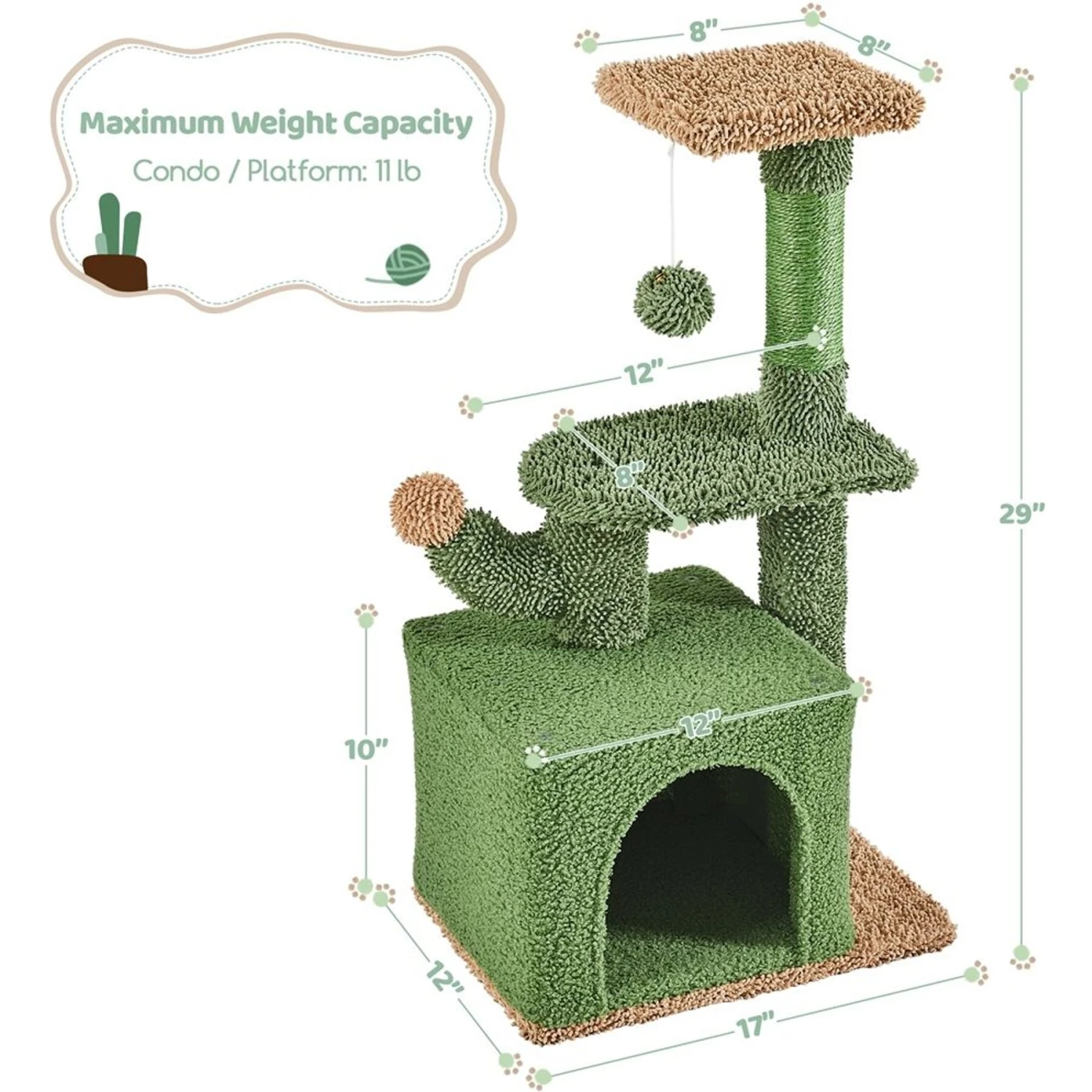 Yaheetech Cactus 29-in Cat Tree 3 Yaheetech Cactus 29-in Cat Tree - Image 3