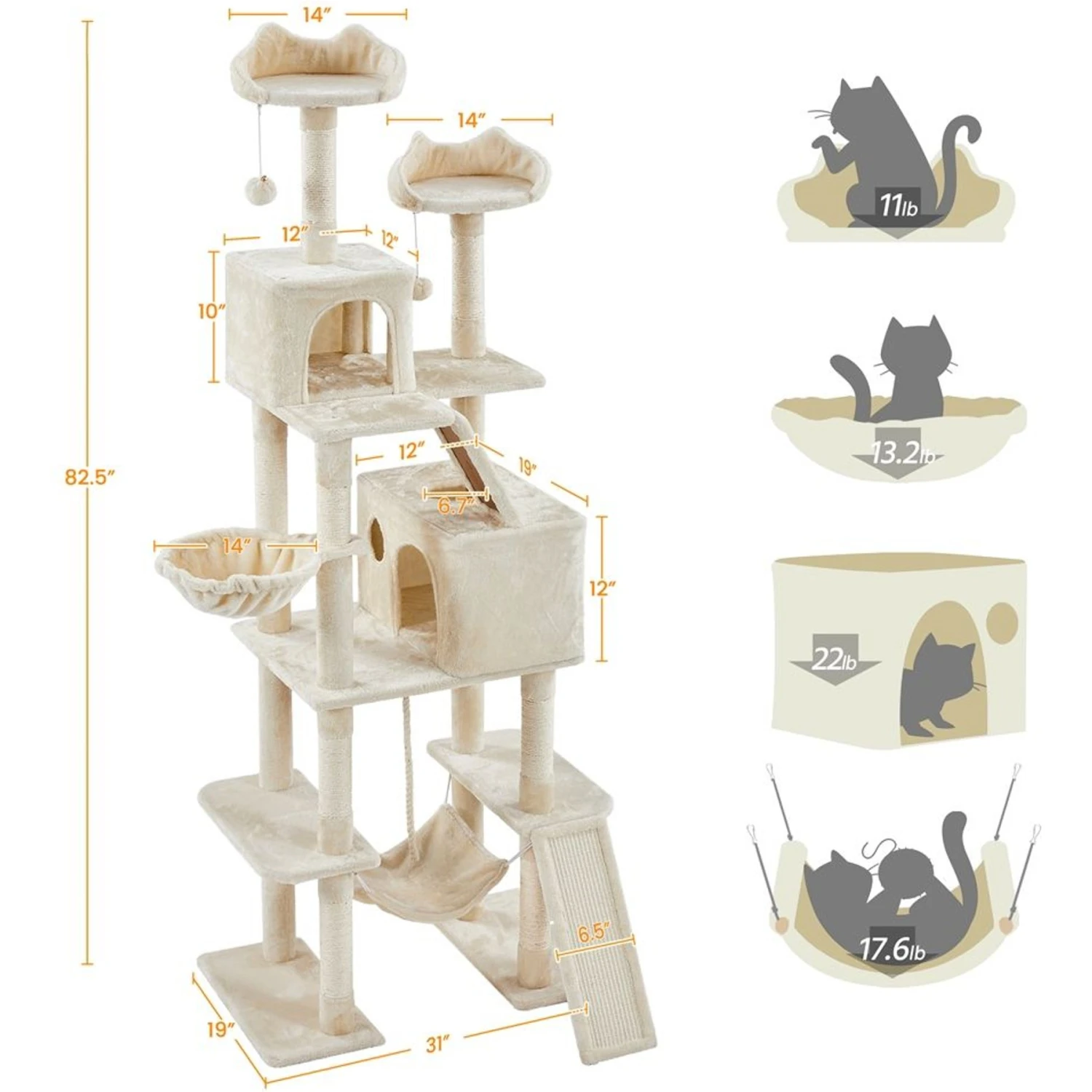 Yaheetech Multi-Level 82.5-in Cat Tree & Condo 3 Yaheetech Multi-Level 82.5-in Cat Tree & Condo - Image 3