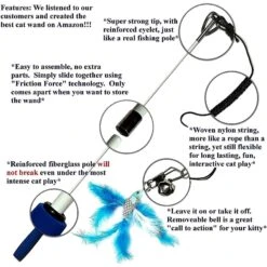 Pet Fit For Life 2 Fish Feather Wand Cat Toy -Pet Cat Supplies Store 109324 PT6. AC SS1800 V1589320679