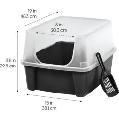 IRIS USA Open Top Litter Box With Scatter Shield & Scoop -Pet Cat Supplies Store 116462 PT1. AC SS1800 V1680809019
