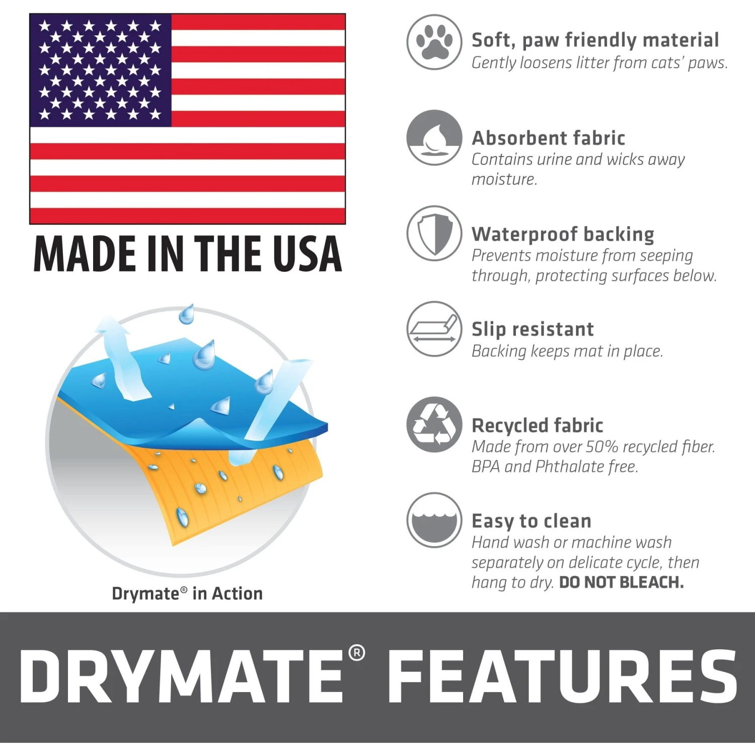 Drymate Protective & Decorative Cat Litter Mat, Brown Stripe, Large, 20-in X 28-in 6 Drymate Protective & Decorative Cat Litter Mat, Brown Stripe, Large, 20-in X 28-in - Image 6