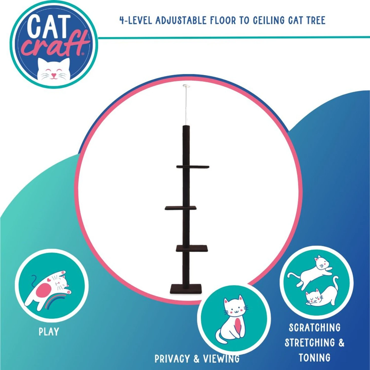 Cat Craft Floor-to-Ceiling Carpet Cat Tree 2 Cat Craft Floor-to-Ceiling Carpet Cat Tree - Image 2