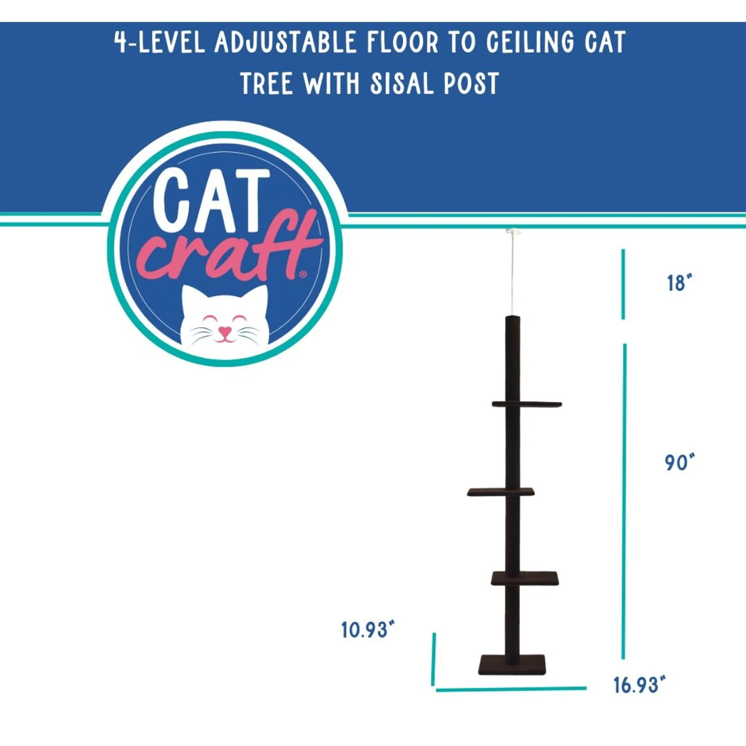 Cat Craft Floor-to-Ceiling Carpet Cat Tree 3 Cat Craft Floor-to-Ceiling Carpet Cat Tree - Image 3