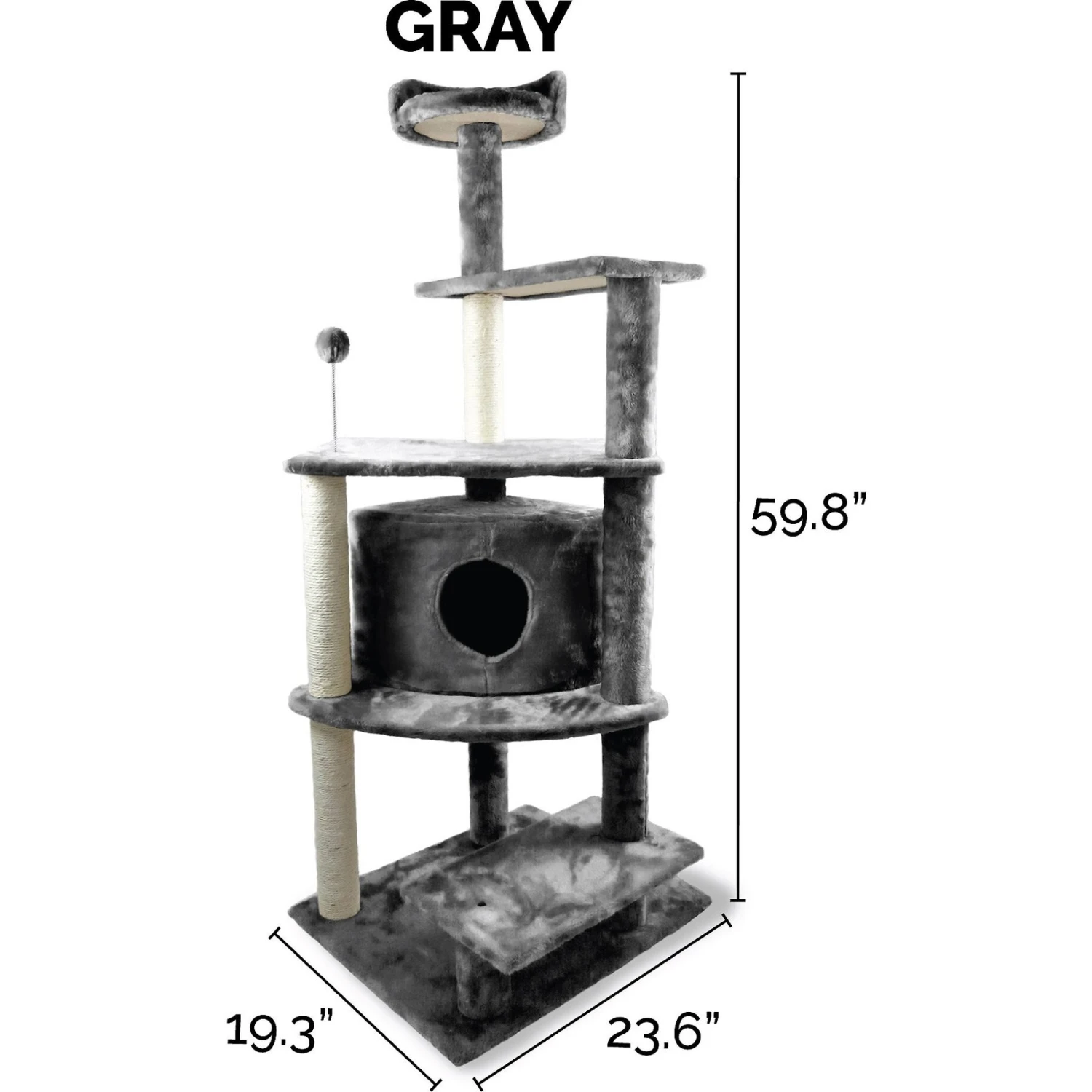 Tiger Tough Platform House Playground 59.8-in Faux Fur Cat Tree & Condo 2 Tiger Tough Platform House Playground 59.8-in Faux Fur Cat Tree & Condo - Image 2