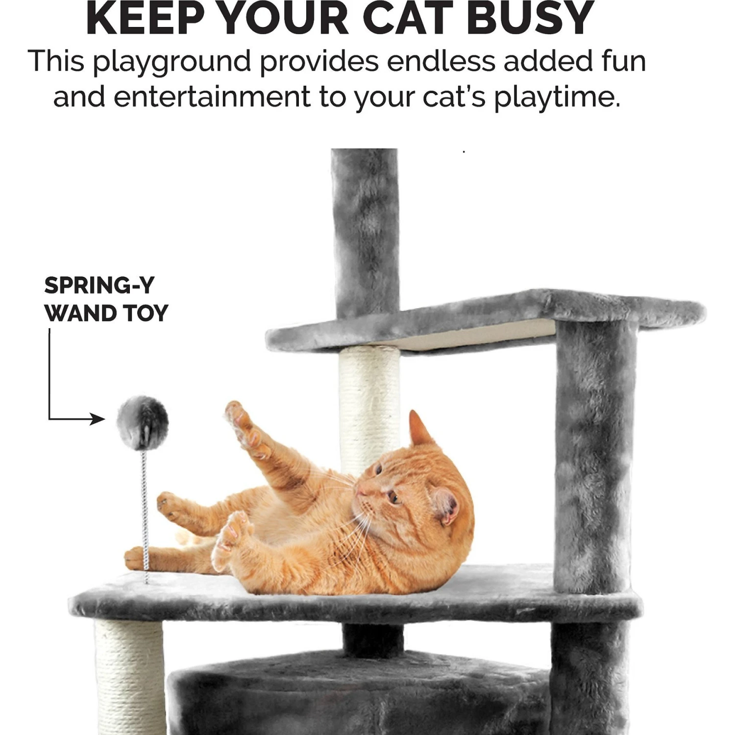 Tiger Tough Platform House Playground 59.8-in Faux Fur Cat Tree & Condo 5 Tiger Tough Platform House Playground 59.8-in Faux Fur Cat Tree & Condo - Image 5