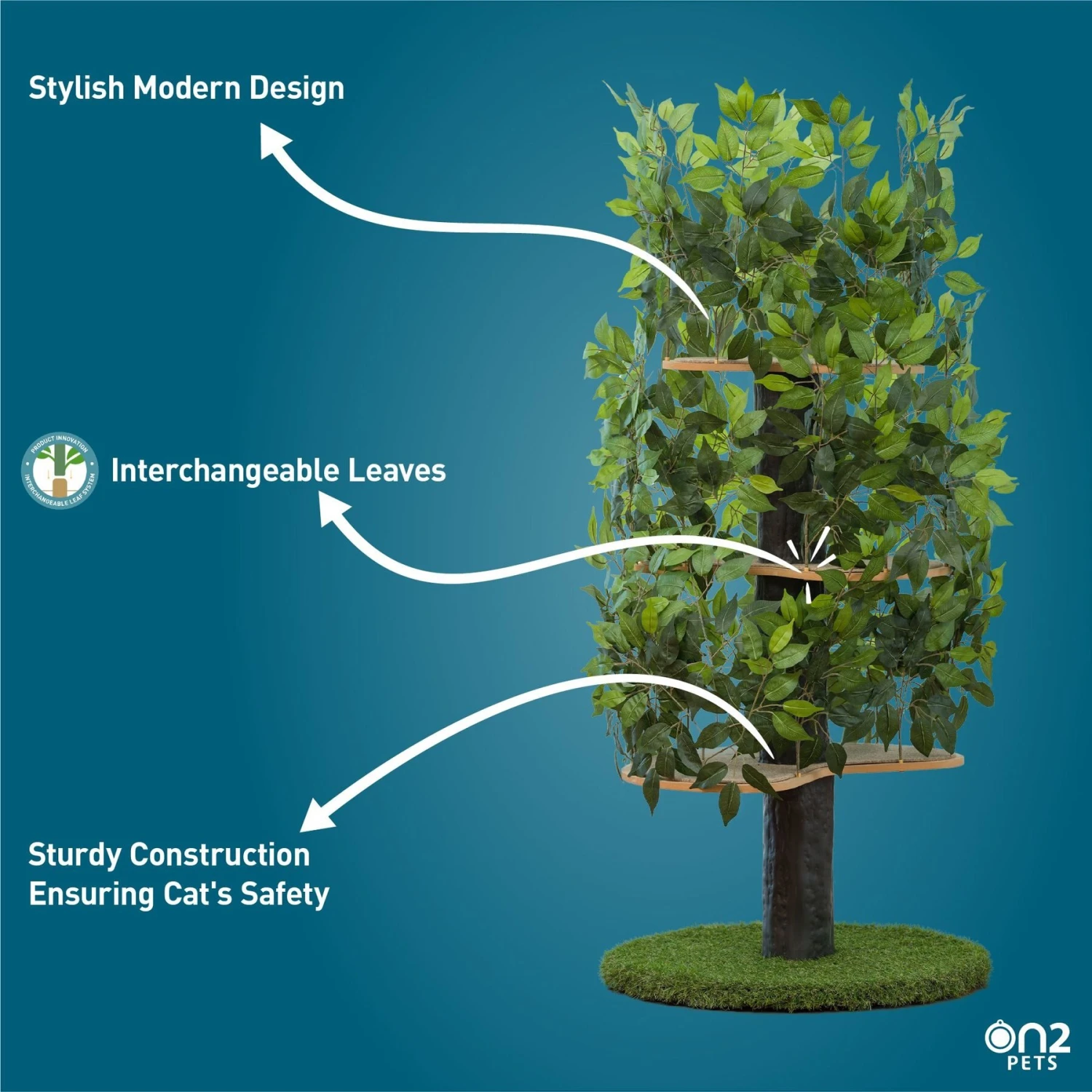 On2Pets 60-in Large Round Modern Cat Tree 4 On2Pets 60-in Large Round Modern Cat Tree - Image 4