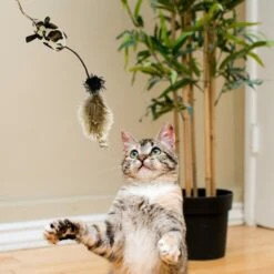 Pet Zone Tiger Teaser Wand Cat Toy With Catnip, Color Varies -Pet Cat Supplies Store 152692 PT5. AC SS1800 V1647915454