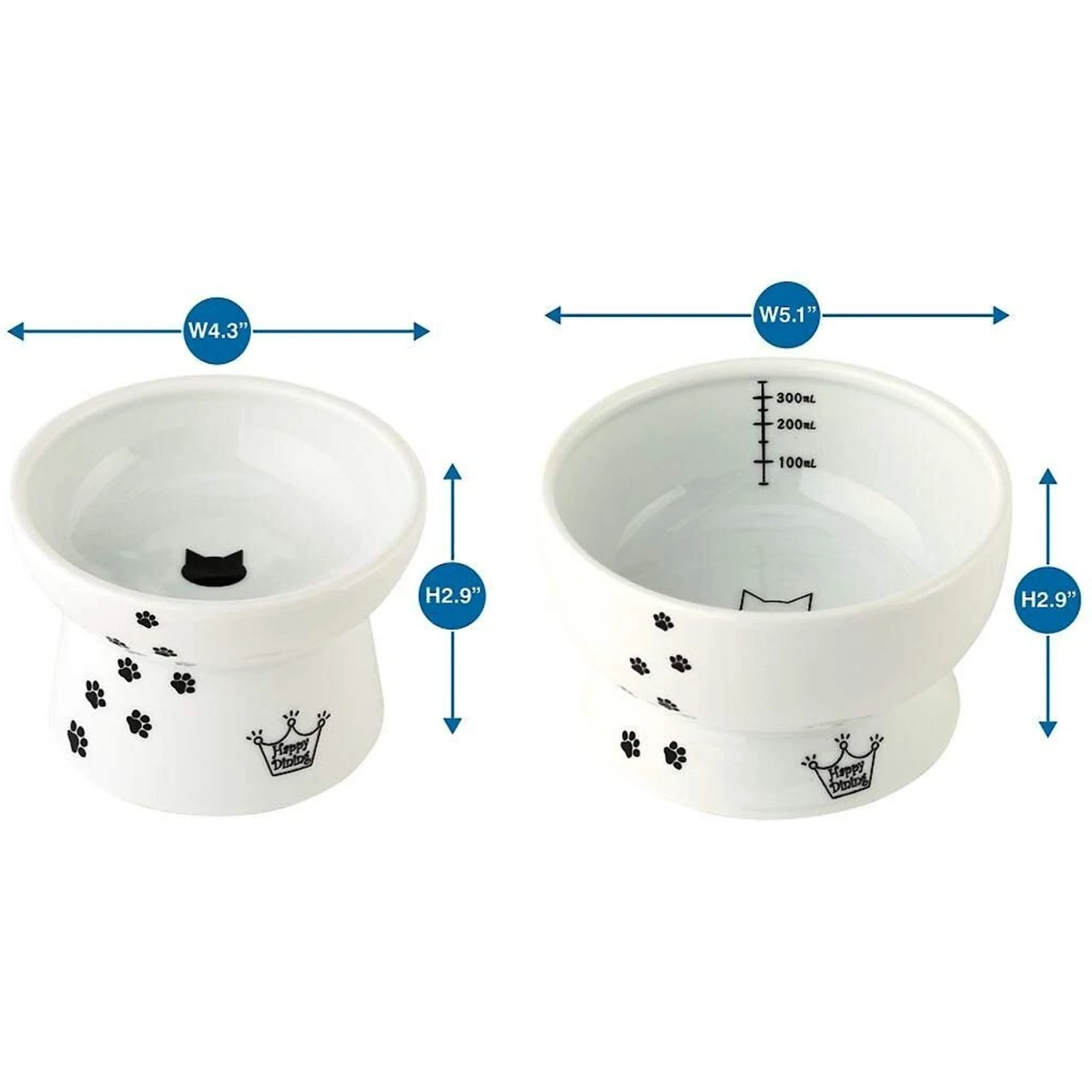 Necoichi Ceramic Elevated Cat Food & Water Bowl Set 4 Necoichi Ceramic Elevated Cat Food & Water Bowl Set - Image 4