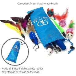 Pet Fit For Life Interactive Wand Teaser, Toys & Storage Bag 8 Piece Bundle Cat Toy -Pet Cat Supplies Store 159022 PT7. AC SS1800 V1589320996