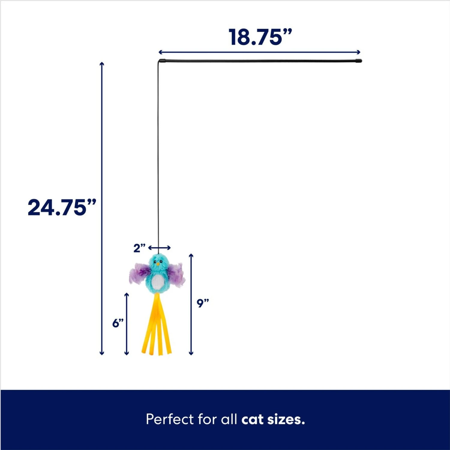 Frisco Bird With Feathers Teaser Wand Cat Toy With Catnip 2 Frisco Bird With Feathers Teaser Wand Cat Toy With Catnip - Image 2