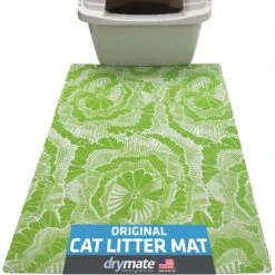 Drymate Protective & Decorative Cat Litter Mat, Surf Green, Large, 20-in X 28-in