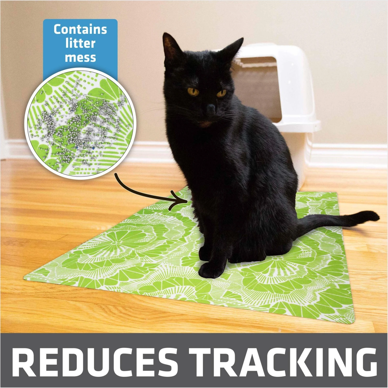 Drymate Protective & Decorative Cat Litter Mat, Surf Green, Large, 20-in X 28-in 2 Drymate Protective & Decorative Cat Litter Mat, Surf Green, Large, 20-in X 28-in - Image 2