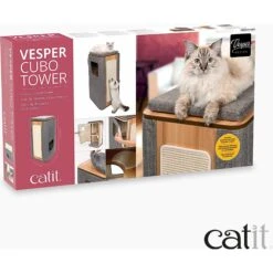 Vesper Cubo Tower 34.25-in Modern Cat Condo -Pet Cat Supplies Store 182899 PT5. AC SS1800 V1627687643