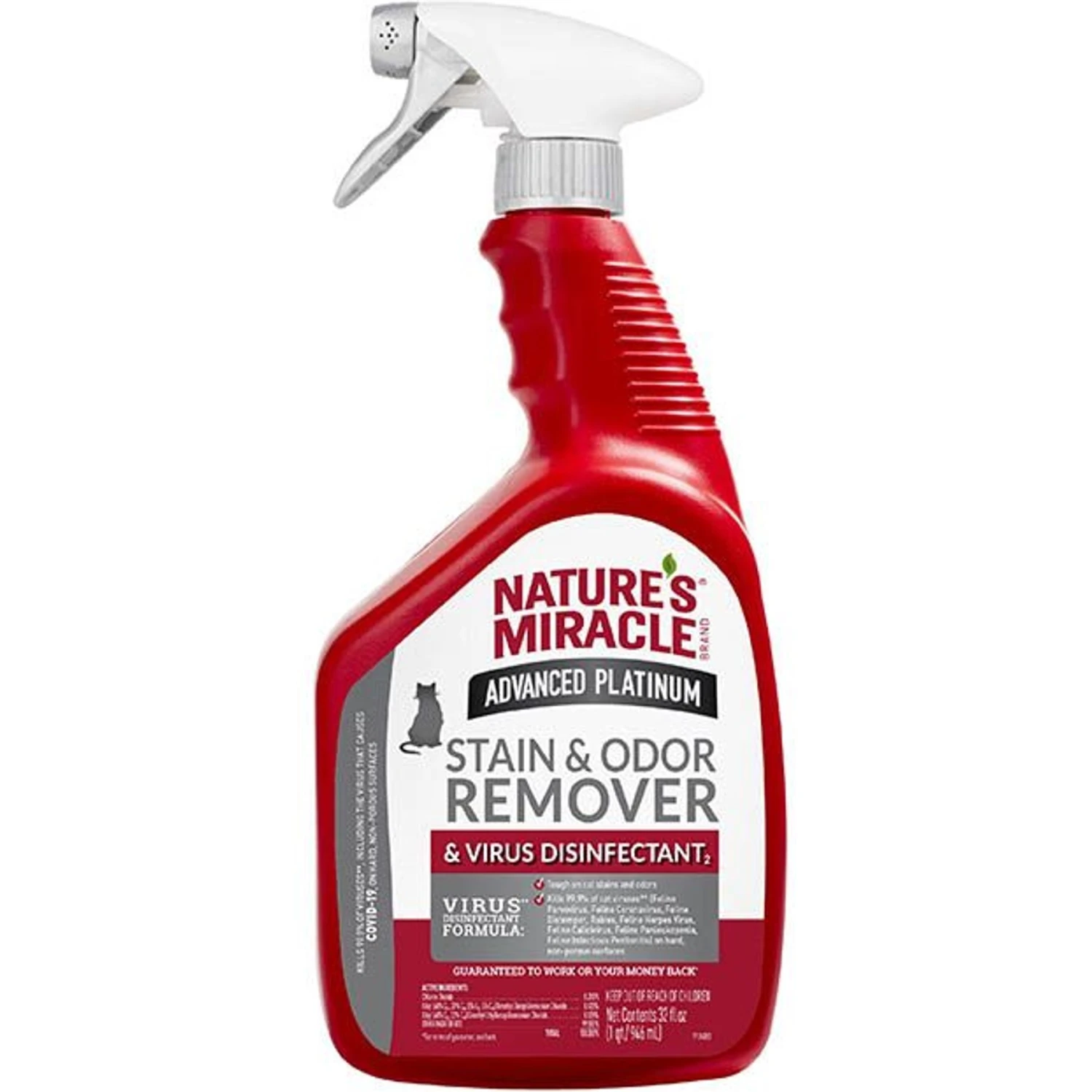 Nature's Miracle Advanced Platinum Cat Antibacterial Stain Remover & Odor Eliminator Spray, 32-oz Bottle 1 Nature's Miracle Advanced Platinum Cat Antibacterial Stain Remover & Odor Eliminator Spray, 32-oz Bottle