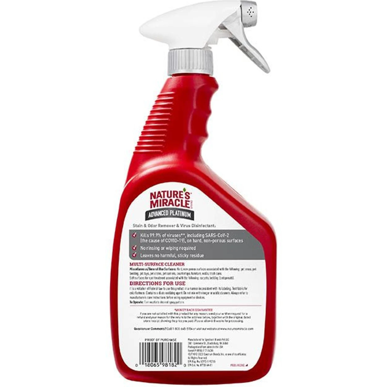 Nature's Miracle Advanced Platinum Cat Antibacterial Stain Remover & Odor Eliminator Spray, 32-oz Bottle 2 Nature's Miracle Advanced Platinum Cat Antibacterial Stain Remover & Odor Eliminator Spray, 32-oz Bottle - Image 2