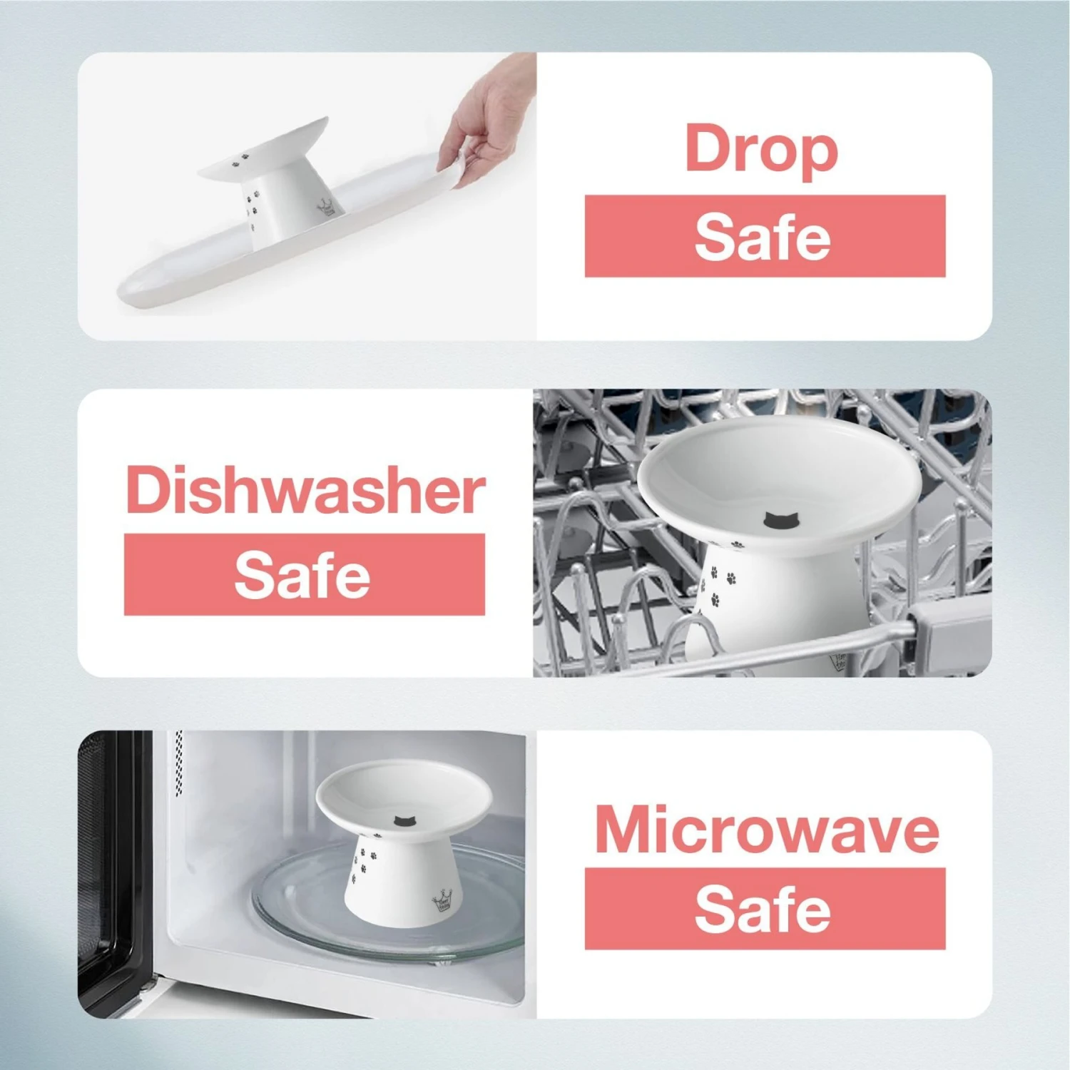 Necoichi Extra Wide Ceramic Elevated Cat Food Bowl, 2-cup 5 Necoichi Extra Wide Ceramic Elevated Cat Food Bowl, 2-cup - Image 5