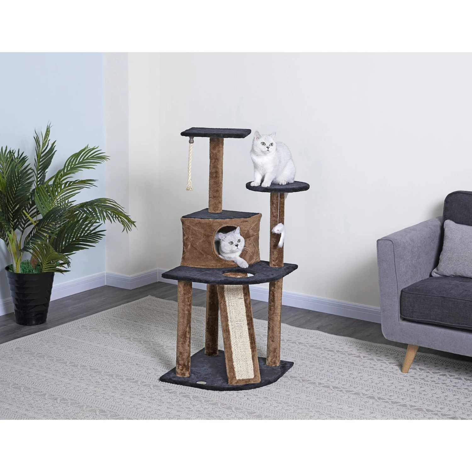 Go Pet Club 47-in Faux Fur Cat Tree & Condo 1 Go Pet Club 47-in Faux Fur Cat Tree & Condo