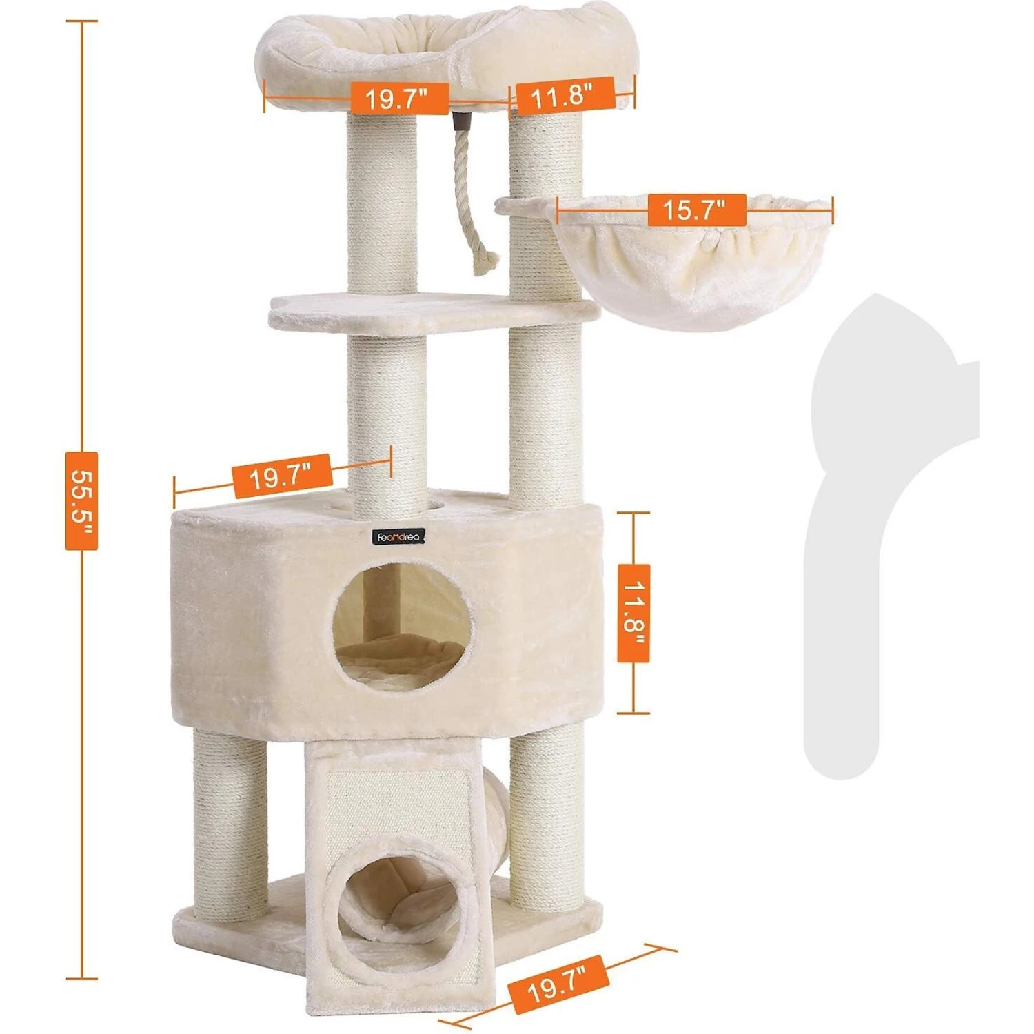 FEANDREA 55.5-in Faux Fleece Cat Tree & Condo 2 FEANDREA 55.5-in Faux Fleece Cat Tree & Condo - Image 2