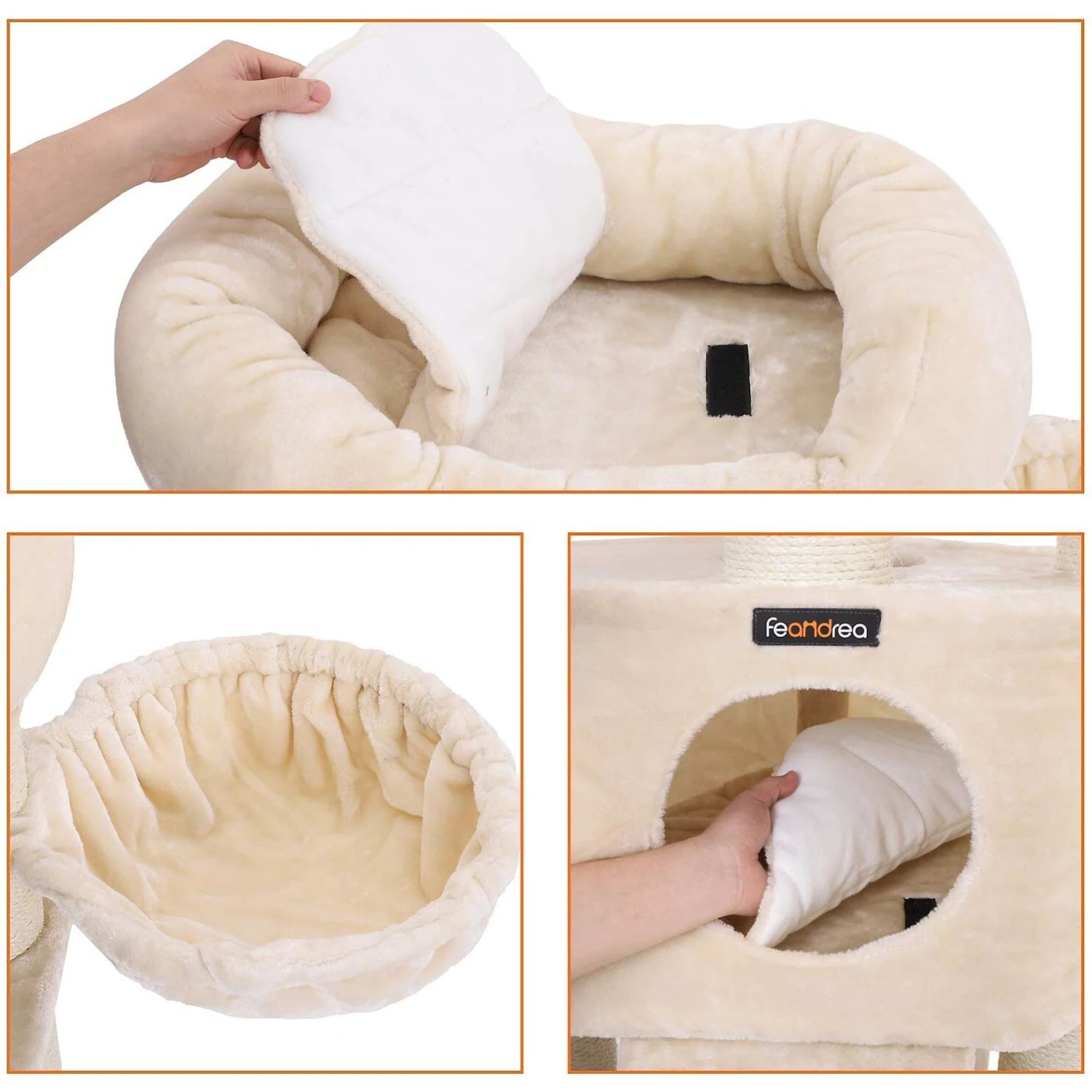 FEANDREA 55.5-in Faux Fleece Cat Tree & Condo 3 FEANDREA 55.5-in Faux Fleece Cat Tree & Condo - Image 3