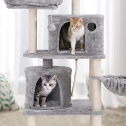 FEANDREA 55.1-in Faux Fleece Cat Tree & Condo -Pet Cat Supplies Store 205247 PT2. AC SS1800 V1648066314