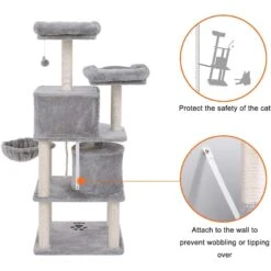 FEANDREA 55.1-in Faux Fleece Cat Tree & Condo -Pet Cat Supplies Store 205247 PT4. AC SS1800 V1648066608