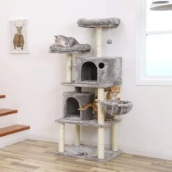 FEANDREA 55.1-in Faux Fleece Cat Tree & Condo -Pet Cat Supplies Store 205247 PT8. AC SS1800 V1648066327