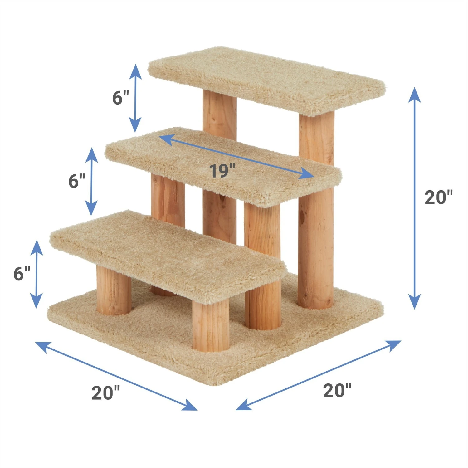 Frisco 20-in 3-Step Real Carpet Wooden Cat Steps 2 Frisco 20-in 3-Step Real Carpet Wooden Cat Steps - Image 2