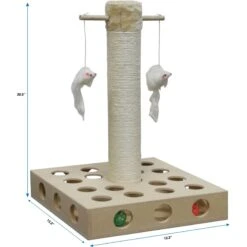 Go Pet Club 20-in IQ Busy Box Cat Scratching Post & Toys, Beige -Pet Cat Supplies Store 216908 PT3. AC SS1800 V1671226285