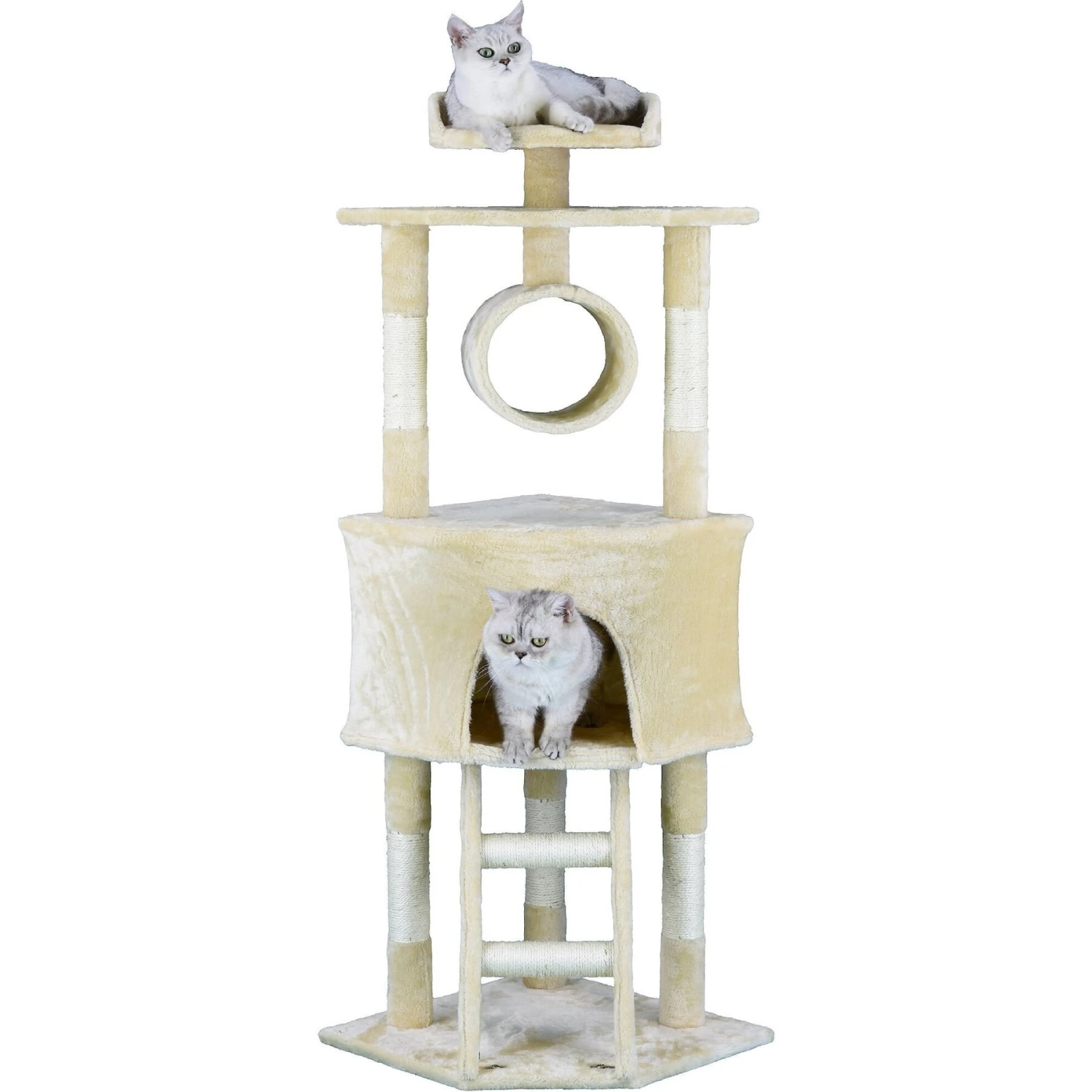 Go Pet Club 56-in Economical Cat Tree & Sisal Covered Posts, Beige 1 Go Pet Club 56-in Economical Cat Tree & Sisal Covered Posts, Beige
