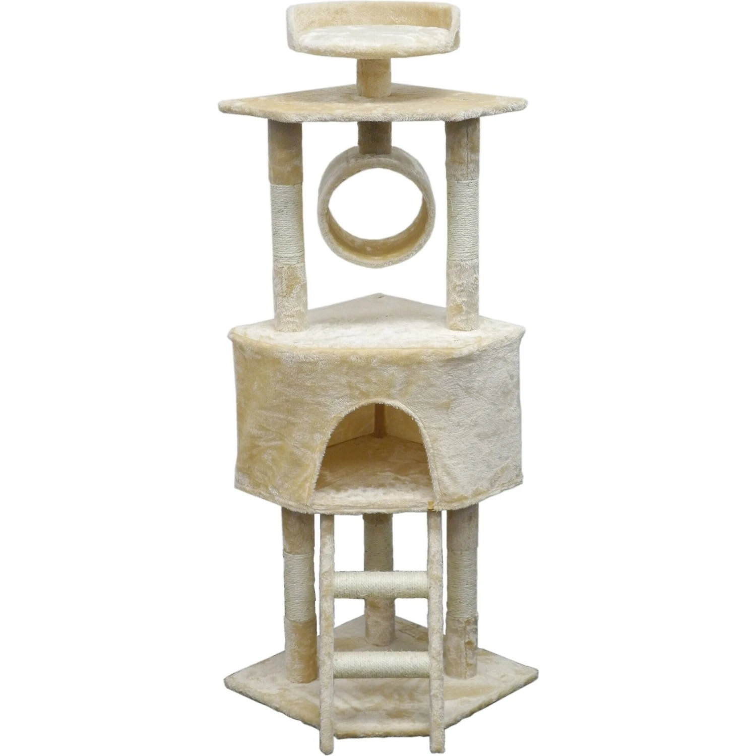 Go Pet Club 56-in Economical Cat Tree & Sisal Covered Posts, Beige 2 Go Pet Club 56-in Economical Cat Tree & Sisal Covered Posts, Beige - Image 2