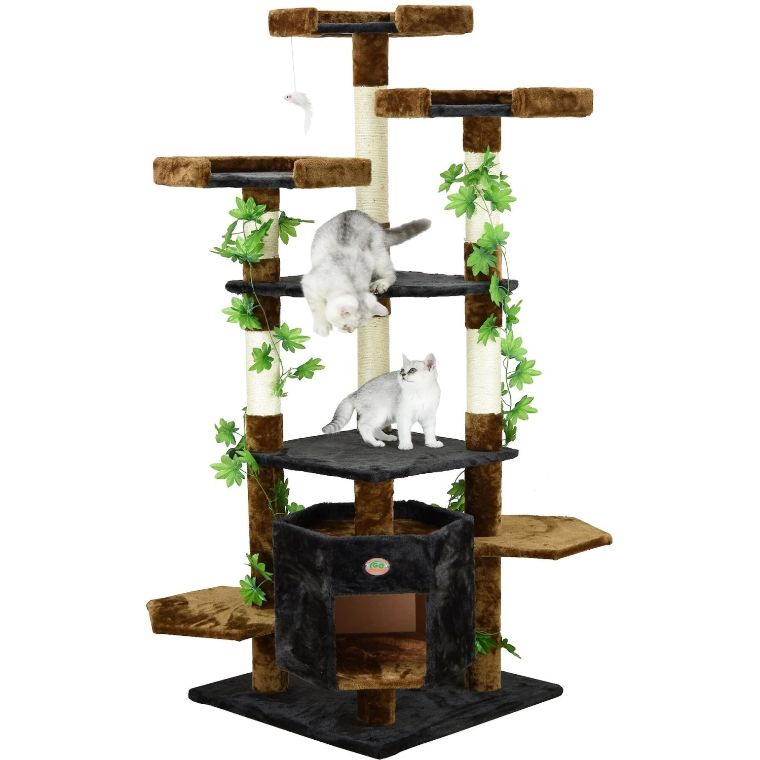 Go Pet Club 67-in Forest With Leaves Cat Tree, Blue/ Brown 2 Go Pet Club 67-in Forest With Leaves Cat Tree, Blue/ Brown - Image 2