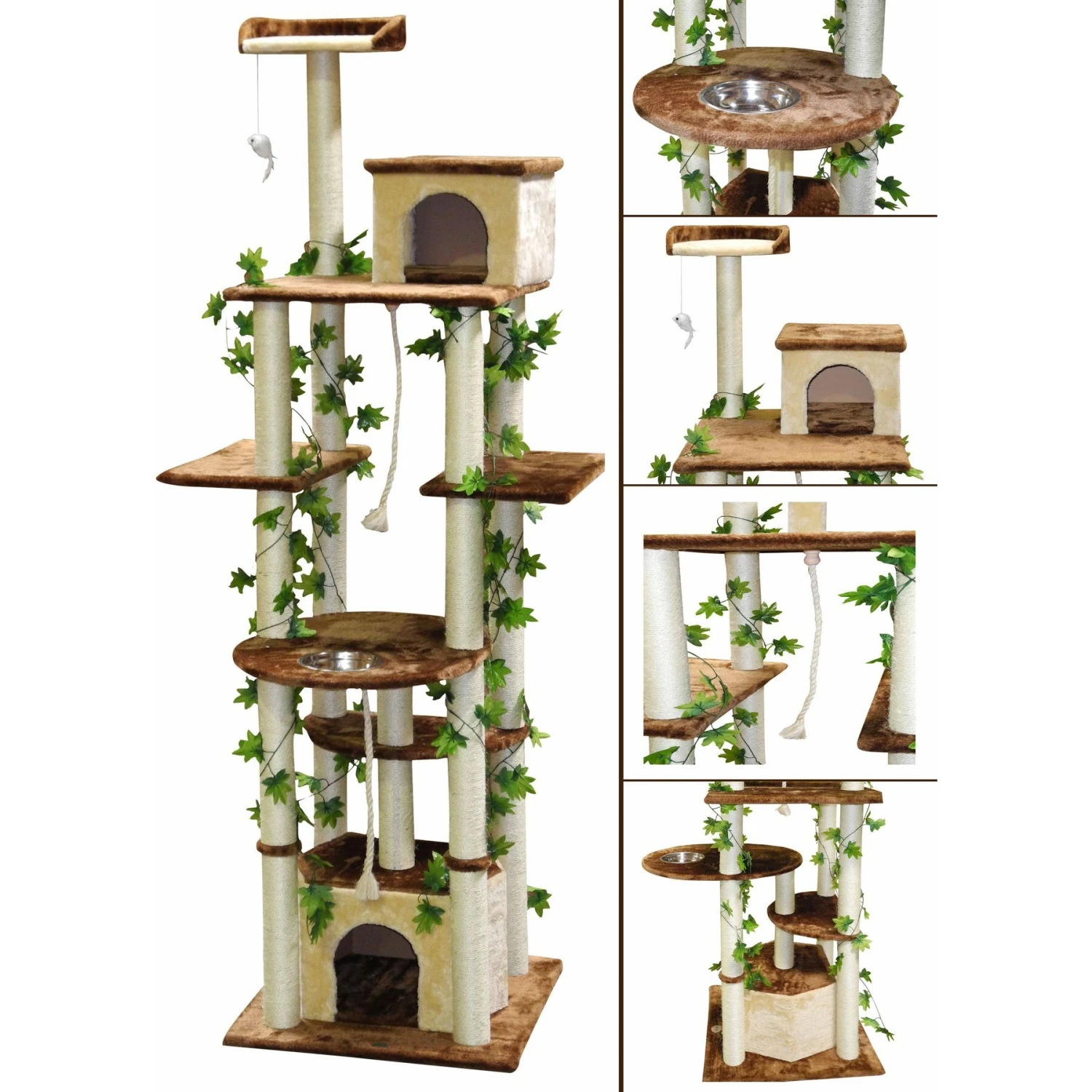 Go Pet Club 85-in Forest With Leaves Cat Tree, Beige/ Brown 4 Go Pet Club 85-in Forest With Leaves Cat Tree, Beige/ Brown - Image 4