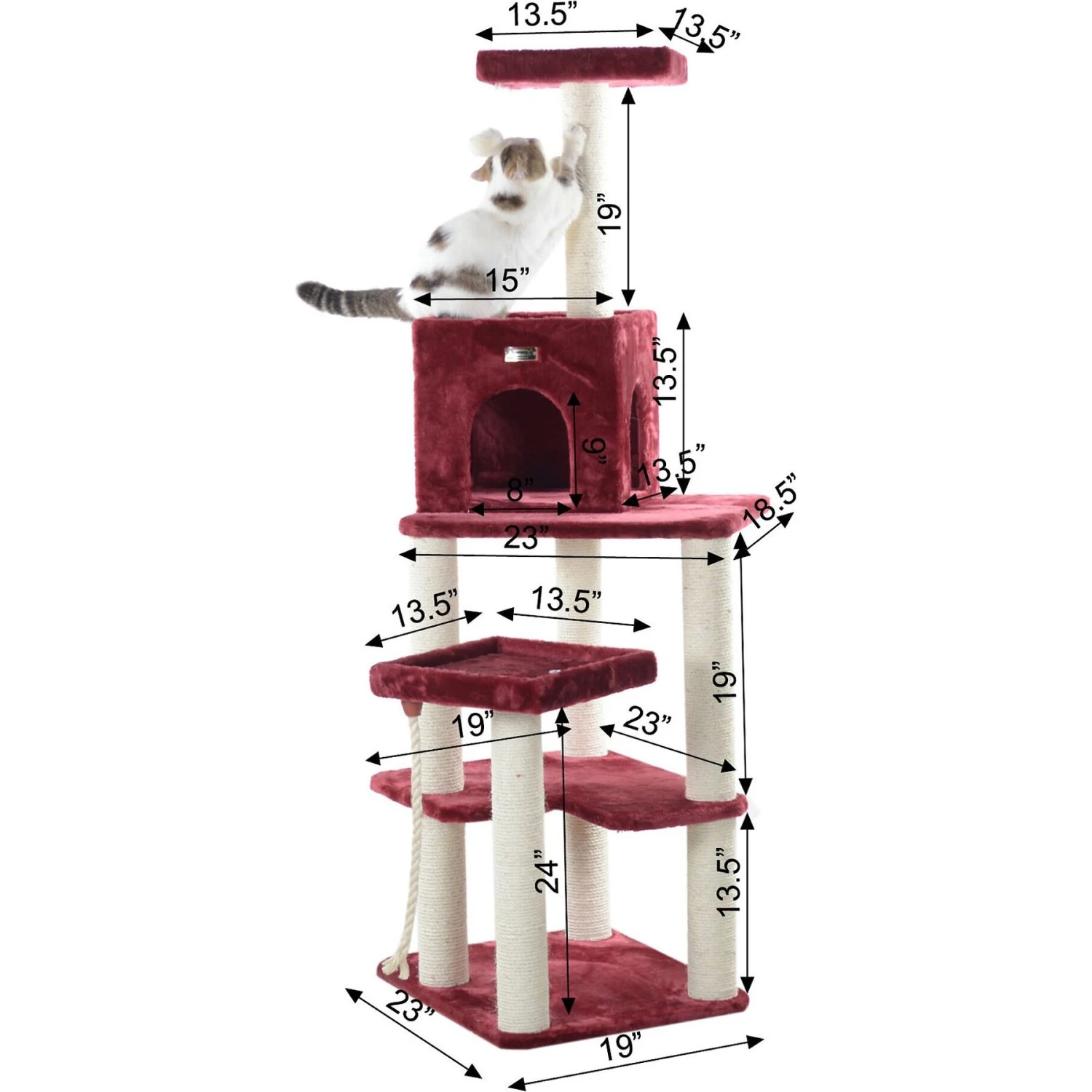 Armarkat 69-in Faux Fur Covered House & Cat Tree 2 Armarkat 69-in Faux Fur Covered House & Cat Tree - Image 2