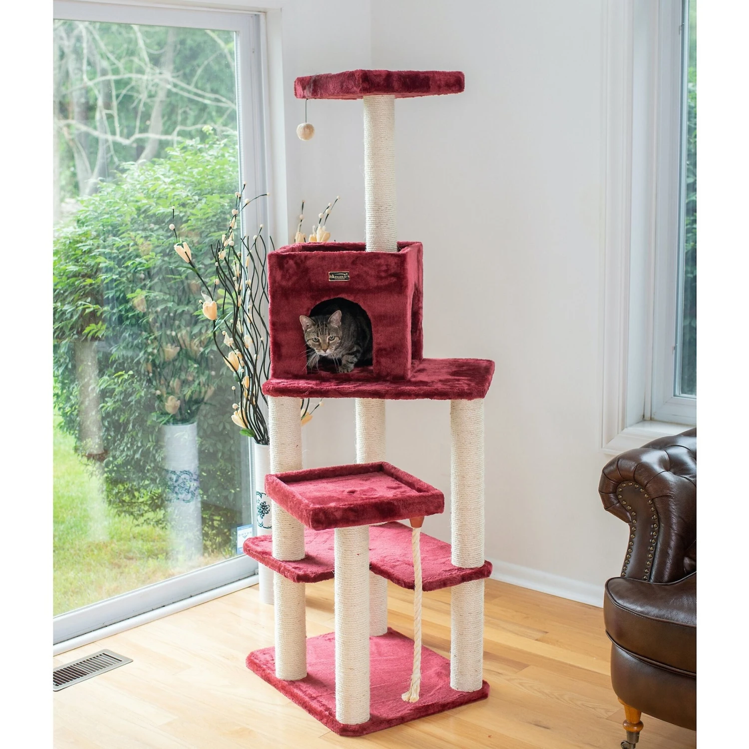 Armarkat 69-in Faux Fur Covered House & Cat Tree 5 Armarkat 69-in Faux Fur Covered House & Cat Tree - Image 5