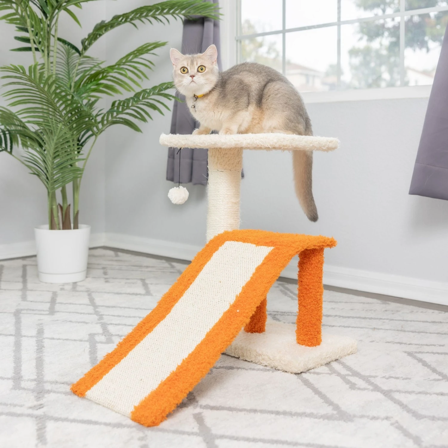Armarkat Real Wood Sisal Carpet Ramp & Two-Level Platform Cat Tree 2 Armarkat Real Wood Sisal Carpet Ramp & Two-Level Platform Cat Tree - Image 2