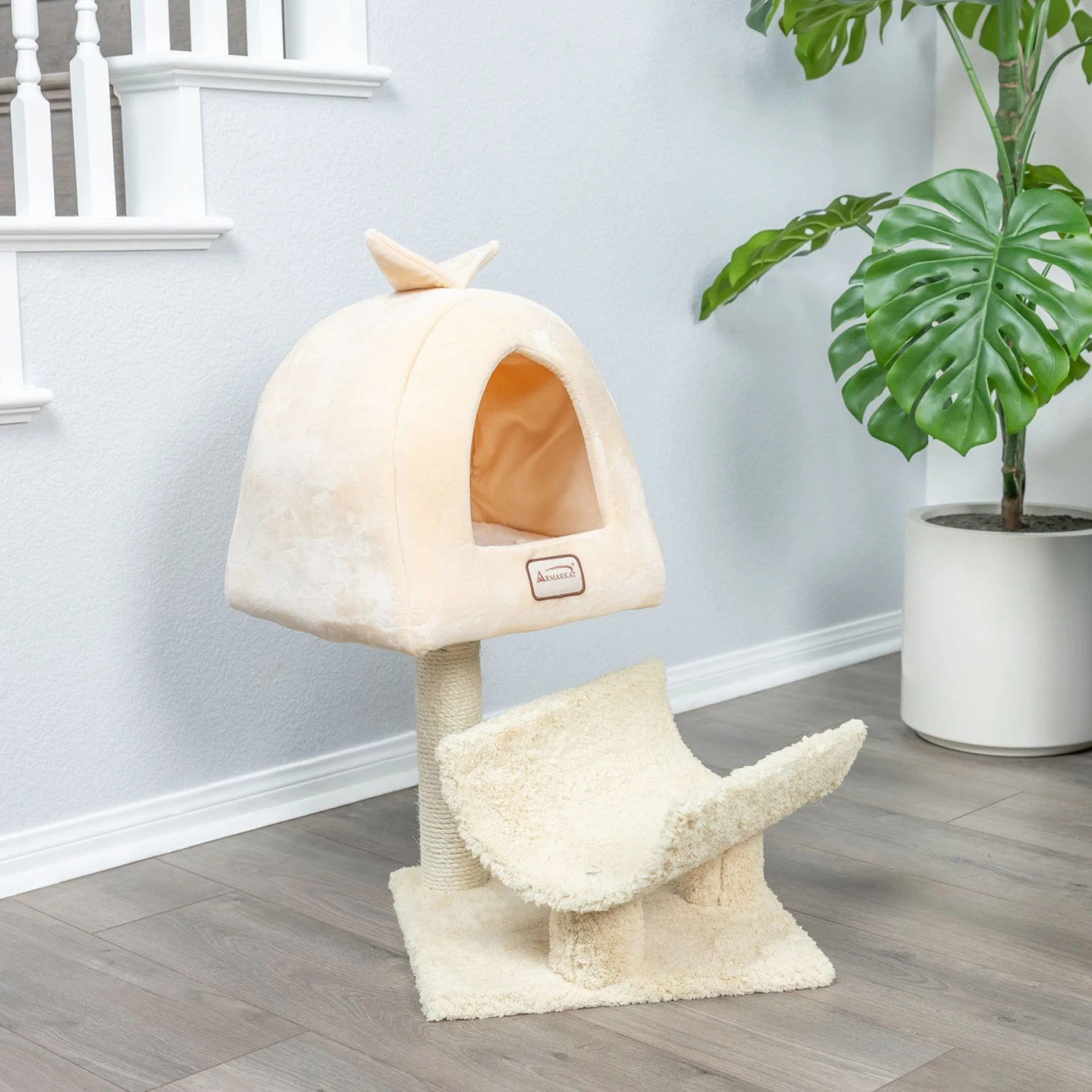 Armarkat 31-in Cat Scratching Post & Condo Cat Tree, Goldenrod 3 Armarkat 31-in Cat Scratching Post & Condo Cat Tree, Goldenrod - Image 3