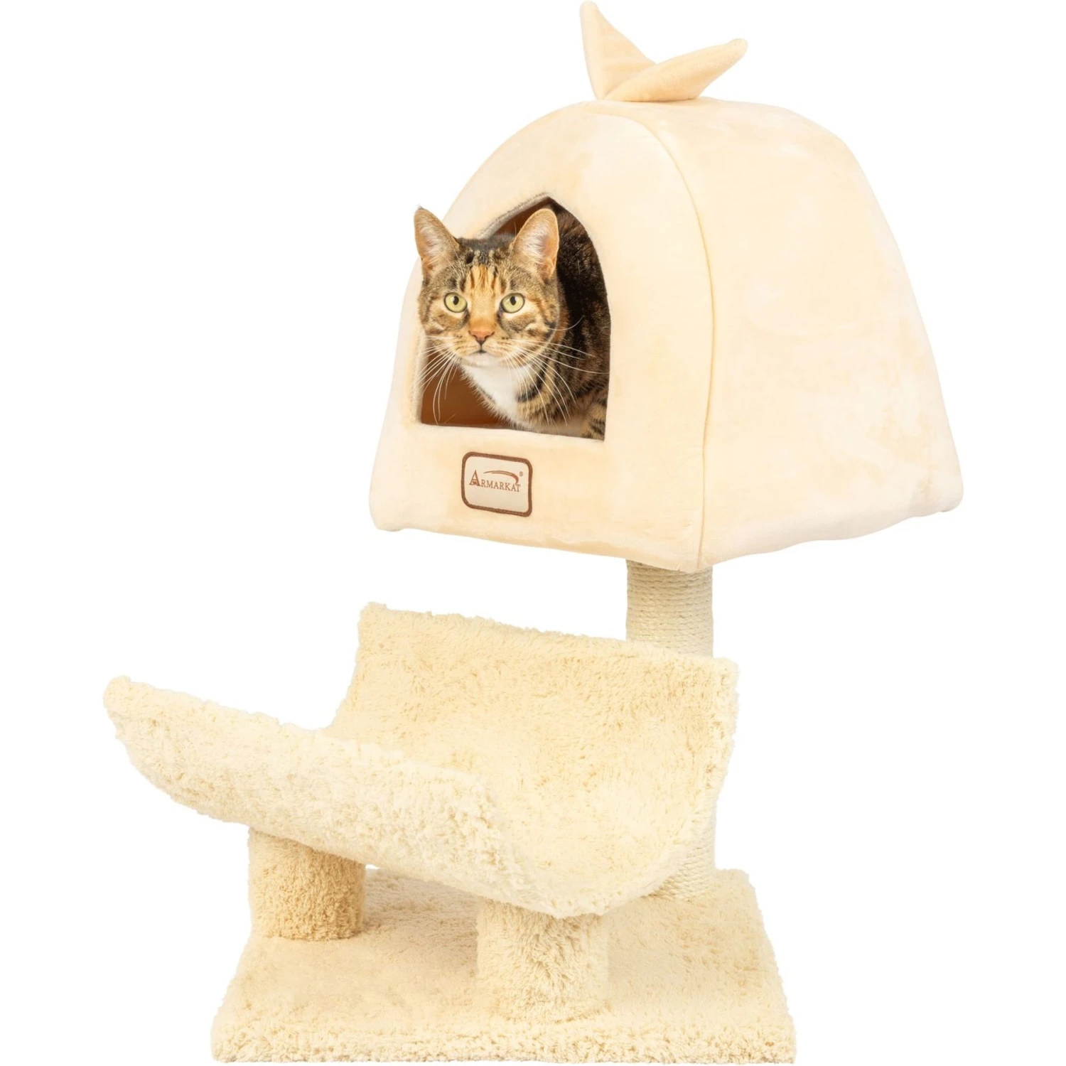 Armarkat 31-in Cat Scratching Post & Condo Cat Tree, Goldenrod 8 Armarkat 31-in Cat Scratching Post & Condo Cat Tree, Goldenrod - Image 8