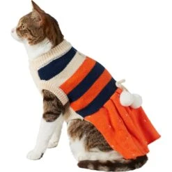 Frisco Pom Pom Bow Striped Dog & Cat Sweater Dress 9 Frisco Pom Pom Bow Striped Dog & Cat Sweater Dress -Pet Cat Supplies Store 223722 PT2. AC SS1800 V1608820386