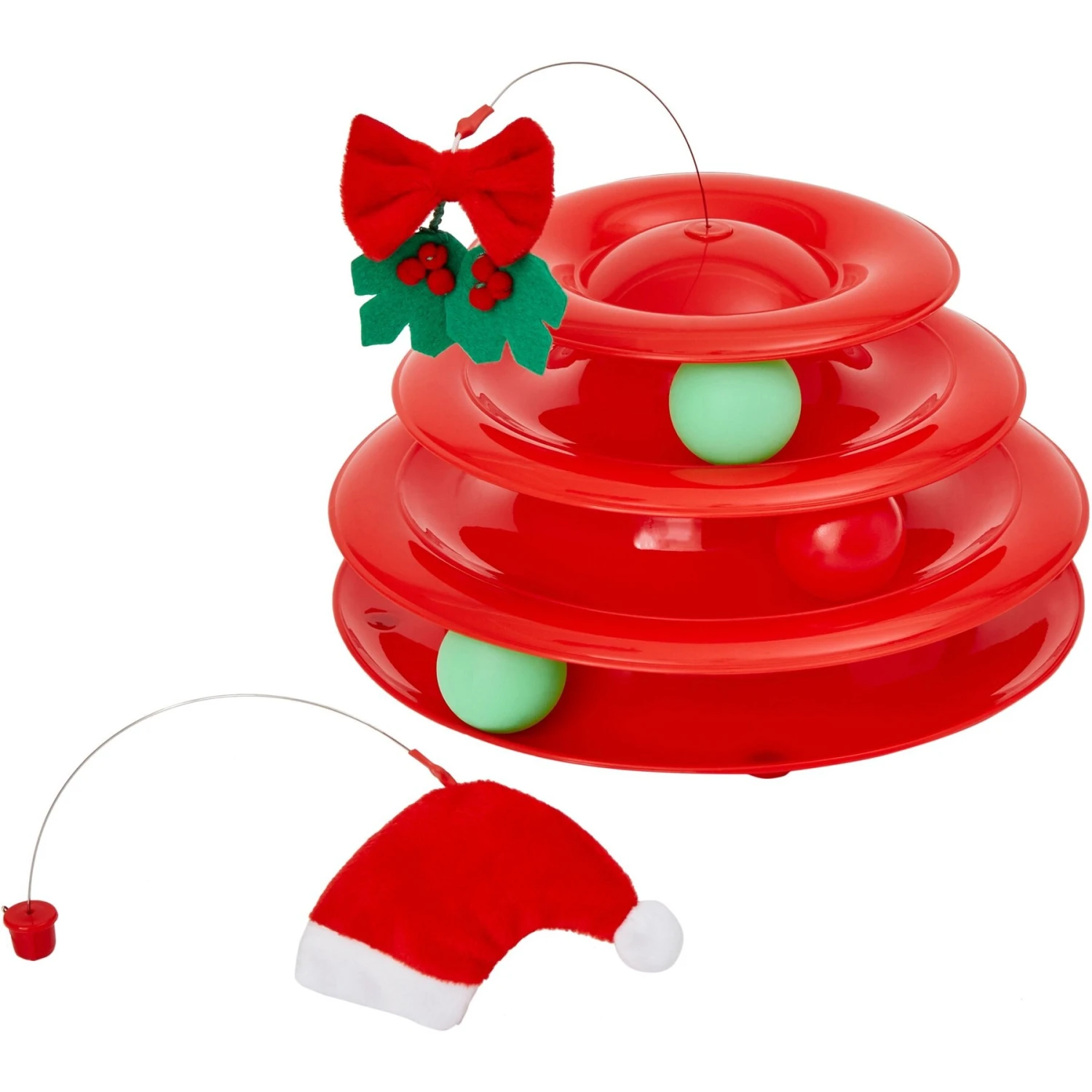 Frisco Holiday Santa Hat & Mistletoe Cat Tracks Cat Toy 1 Frisco Holiday Santa Hat & Mistletoe Cat Tracks Cat Toy