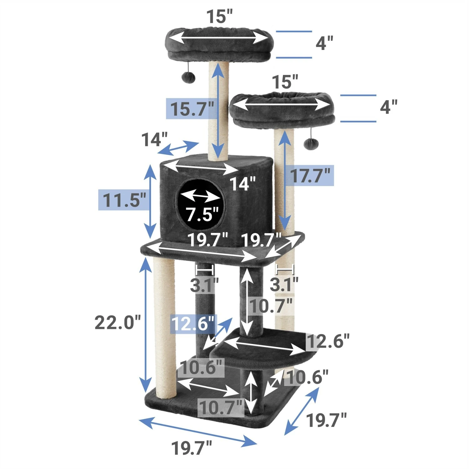 Frisco 55-in Faux Fur Cat Tree & Condo 2 Frisco 55-in Faux Fur Cat Tree & Condo - Image 2