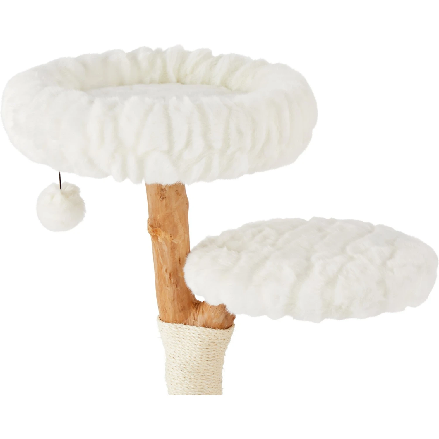 Frisco Natural Wood Modern Cat Tree With Toy, Ivory, Medium 4 Frisco Natural Wood Modern Cat Tree With Toy, Ivory, Medium - Image 4