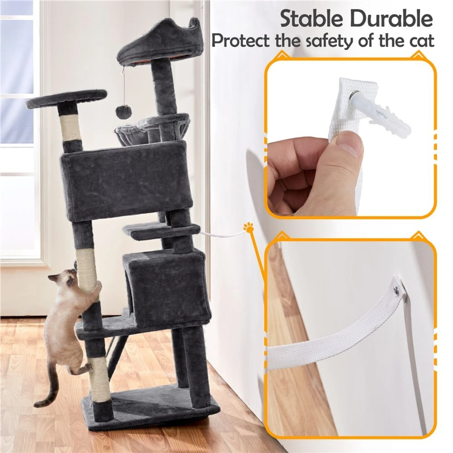 Yaheetech 57-in Plush Cat Tree & Condo 8 Yaheetech 57-in Plush Cat Tree & Condo - Image 8