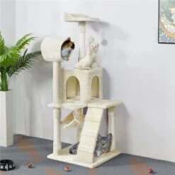 Yaheetech 51-in Plush Multi-Cat Kitten Tree & Condo