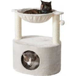 Two By Two The Holly 23.6-in Plush Cat Tree & Condo, Cream -Pet Cat Supplies Store 251774 PT2. AC SS1800 V1600292759