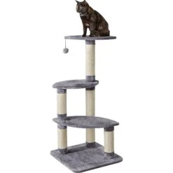Two By Two The Cypress 41.7-in Plush Cat Tree, Grey -Pet Cat Supplies Store 251780 PT2. AC SS1800 V1600291861