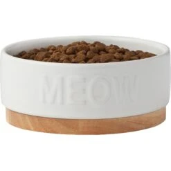 Frisco Round Meow Non-skid Ceramic Cat Bowl With Wood Base 9 Frisco Round Meow Non-skid Ceramic Cat Bowl With Wood Base -Pet Cat Supplies Store 256078 PT3. AC SS1800 V1615313181
