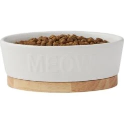 Frisco Oval Meow Non-skid Ceramic Cat Bowl With Wood Base 9 Frisco Oval Meow Non-skid Ceramic Cat Bowl With Wood Base -Pet Cat Supplies Store 256080 PT3. AC SS1800 V1615312053