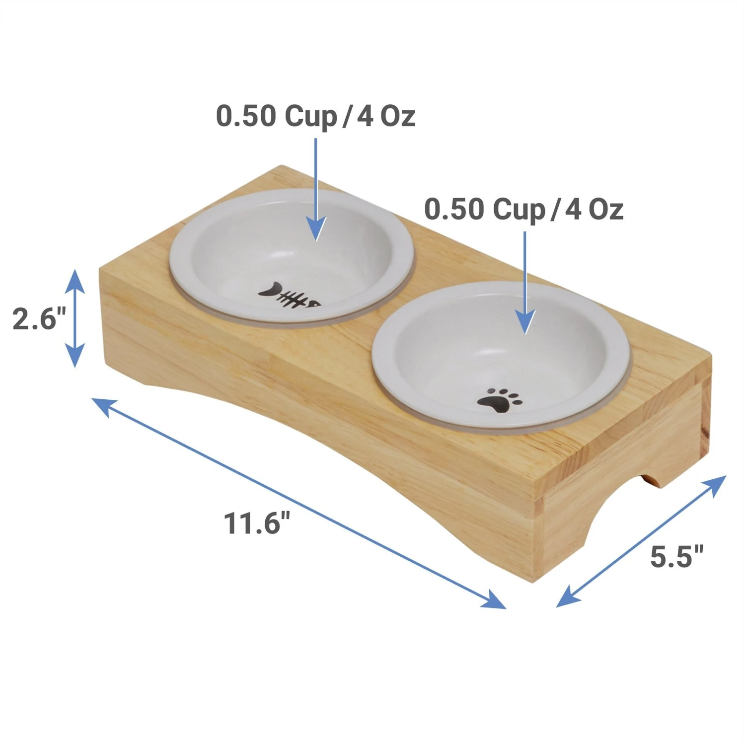 Frisco Double Elevated Cat Bowl With Wood Stand 2 Frisco Double Elevated Cat Bowl With Wood Stand - Image 2